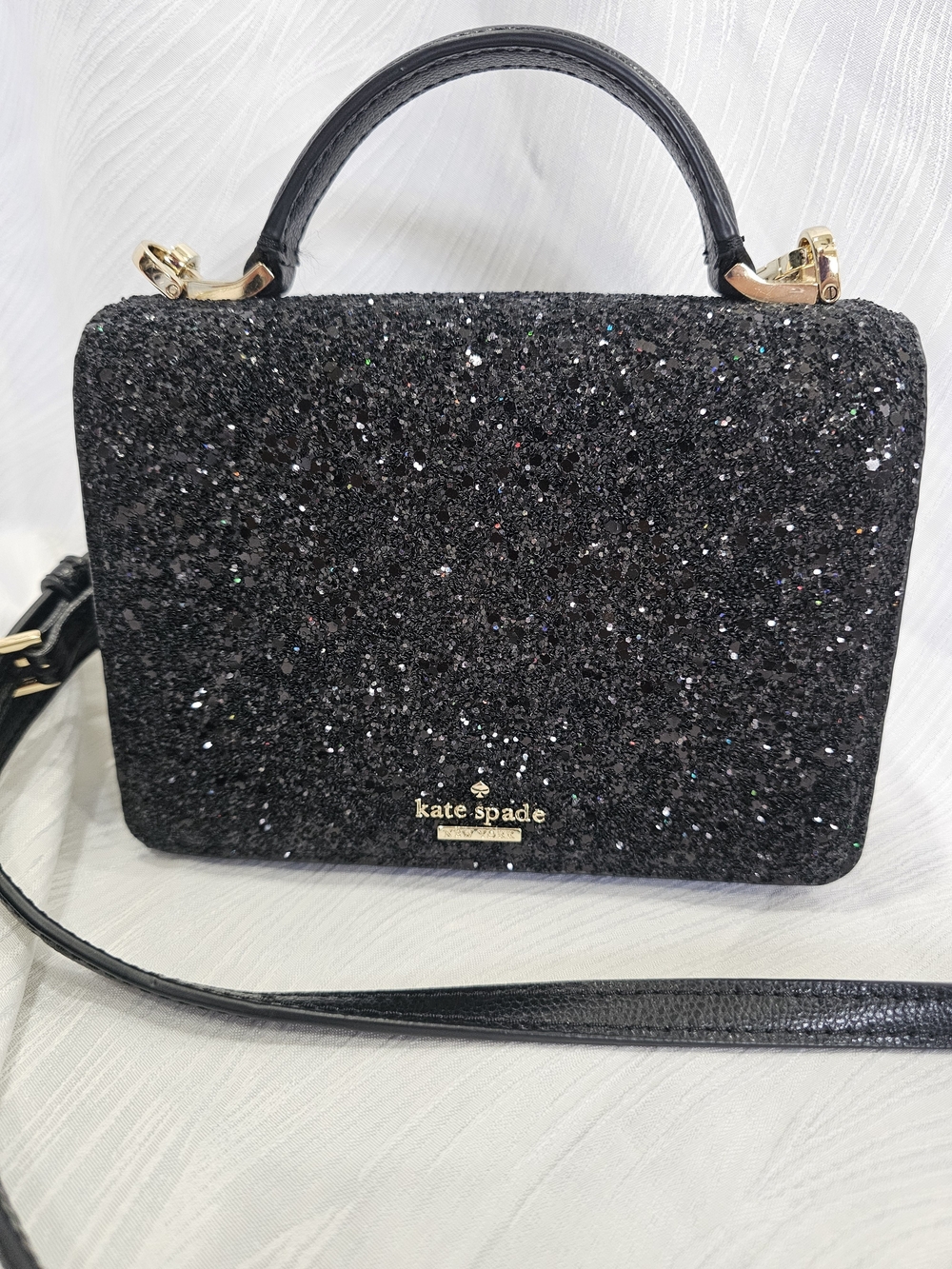 kate spade Black Glitter Top-Handle Crossbody Laurel Way Glitter Maisie